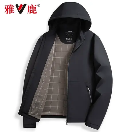 【牛奶丝】雅鹿男士夹克衫春秋季商务休闲百搭可拆卸连帽上衣外套商品大图