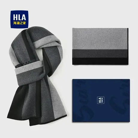HLA/海澜之家围巾男士2023新款含羊毛保暖秋冬户外电瓶车围脖女款商品大图