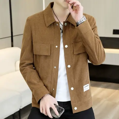 灯芯绒男装春季潮流外套上衣男款美式复古慵懒风潮牌工装日系夹克商品大图