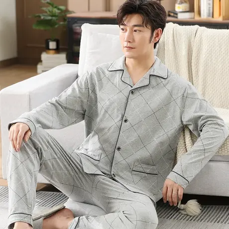南极人纯棉男士睡衣春秋季长袖可外穿家居服套装夏天2023年新款薄商品大图