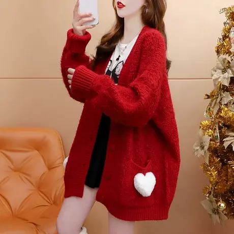 韩系慵懒毛衣开衫女2023新款秋季爆款洋气宽松设计感加厚针织外套图片