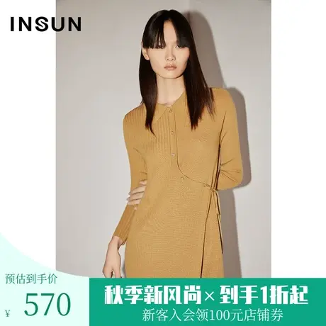 恩裳COVER初冬2022时尚不对称设计显瘦坑条减龄POLO针织裙图片