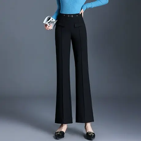 2023秋季新款高腰微喇裤女垂感显瘦职业西装裤气质休闲长裤喇叭裤图片