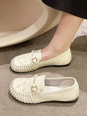 踩屎感孕妇鞋一脚蹬防滑软底妈妈鞋平底单鞋女2023春秋新款豆豆鞋商品大图