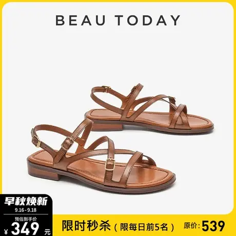 BeauToday凉鞋夏天2023新款BT女时装凉鞋夏天配裙子的鞋绑带凉鞋图片