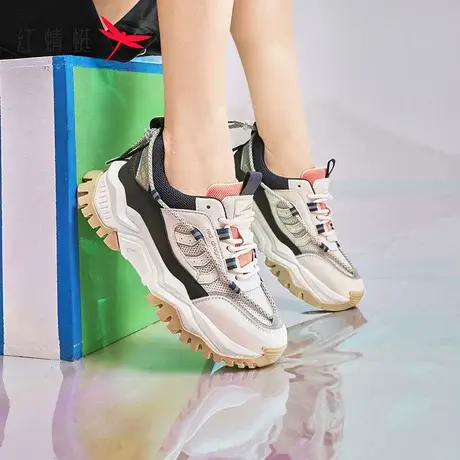 红蜻蜓透气老爹鞋女网红女鞋夏季2023新款超火鞋子厚底休闲运动鞋图片