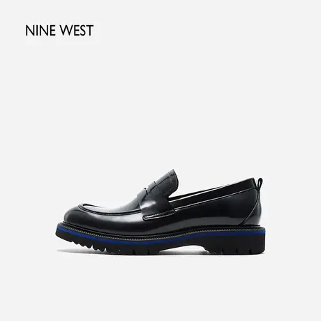 Nine West/玖熙撞色时尚乐福鞋休闲皮鞋男秋冬低跟舒适真皮男鞋商品大图