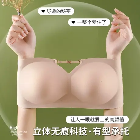猫人无肩带内衣女抹胸防滑小胸聚拢无痕隐形美背裹胸文胸夏季薄款图片
