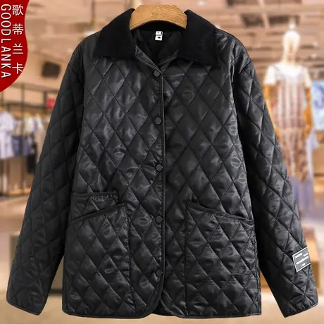 加肥加大码胖妈妈秋冬薄款棉衣女200斤宽松时尚翻领羽绒棉服外套商品大图