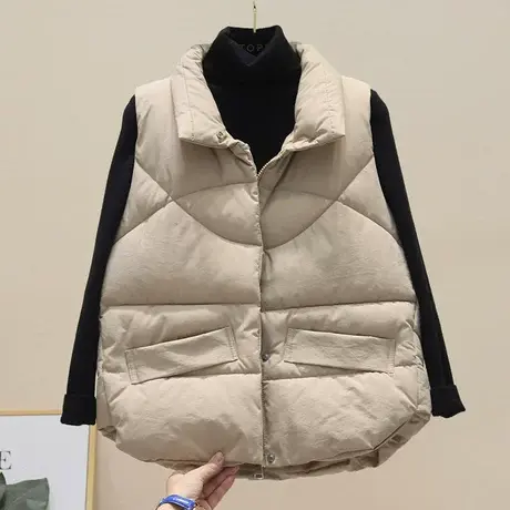 羽绒棉马甲女冬季2023新款韩版宽松加厚坎肩背心短款棉袄马夹外套图片