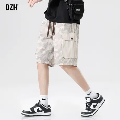 男士美式复古迷彩短裤男夏季薄款大口袋直筒宽松裤子五分裤工装裤商品大图