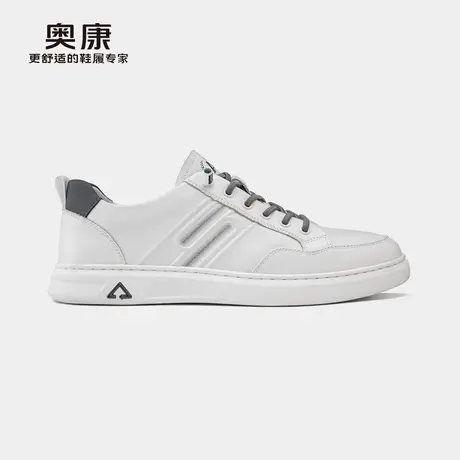 Aokang奥康秋季新款松紧带时尚板鞋休闲真皮男鞋商品大图