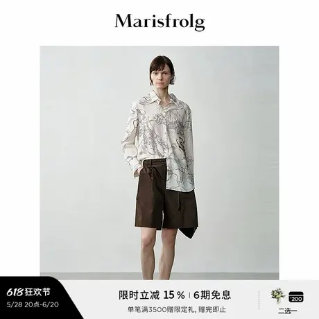 【艺术家灵感】玛丝菲尔秋艺术水墨印花刺绣流苏衬衫女图片