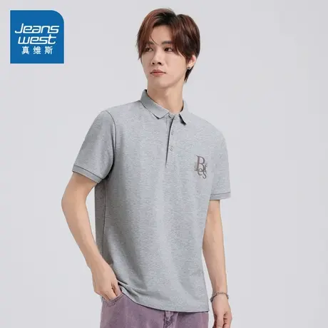 KC真维斯男装2025春季新款时尚流行男款英文组合图案短袖POLO衫男商品大图