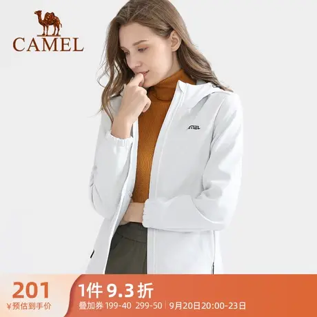 骆驼女装软壳衣外套女2023春季新款防风保暖夹克加绒运动外套商品大图