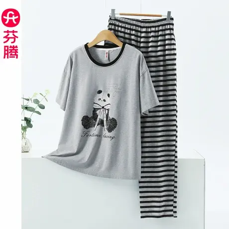 芬腾带胸垫睡衣女款夏季纯棉短袖长裤薄款外穿2025新款家居服套装图片