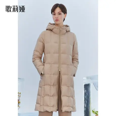 歌莉娅长款羽绒服女冬季新款防风保暖鹅绒服连帽外套女1ACL8D570图片