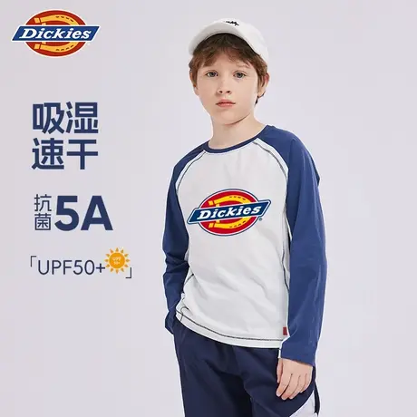 Dickies童装男童t恤长袖速干儿童5A抗菌防晒上衣女孩秋装运动服A商品大图