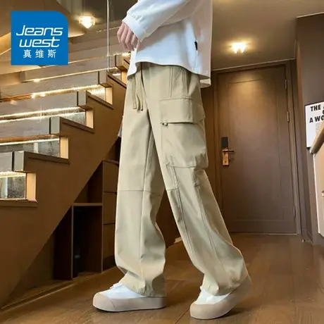 KZ真维斯春秋季宽松直筒百搭宽松工装休闲长裤潮牌痞帅炸街裤子男商品大图