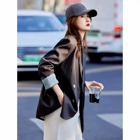 时尚气质休闲宽松西装外套女士2025年春秋新品上班族职场夹克西服商品大图