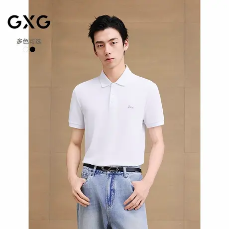 GXG男装 醋酸凉感刺绣polo衫男商务休闲上衣短袖T恤 25夏品商品大图