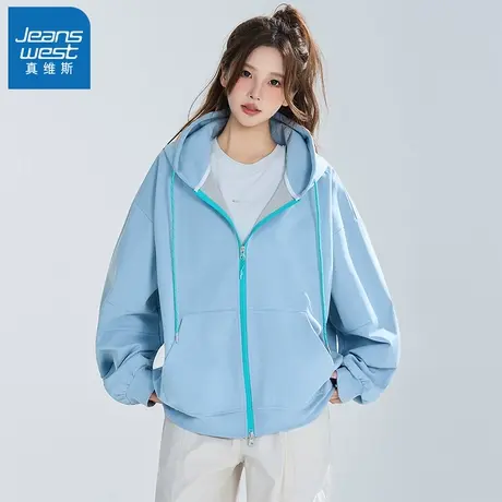 N5真维斯男士开衫卫衣2025新款秋季美式宽松重磅男生春秋连帽外套商品大图