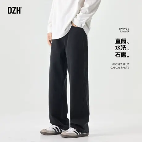 男士黑色直筒牛仔裤男2025新款美式痞帅男裤显瘦裤子休闲百搭长裤商品大图