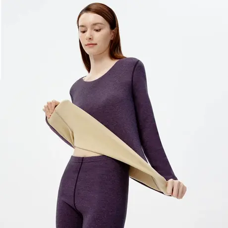 三枪热力弹抗菌秋冬女羊毛蚕丝绒加厚女士保暖秋衣秋裤套装23892商品大图