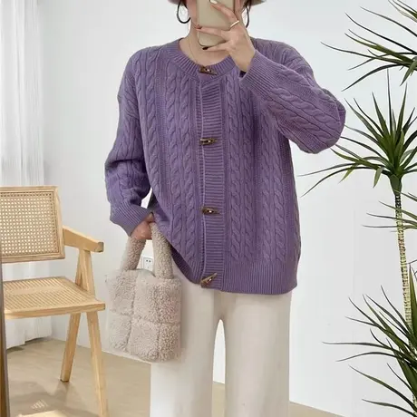 毛衣外套女秋冬2023新款爆款慵懒风宽松外穿加厚针织开衫女上衣图片