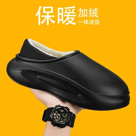 棉拖鞋男款冬季加绒保暖椰子棉鞋外穿踩屎感防水防滑厚底包头拖鞋商品大图