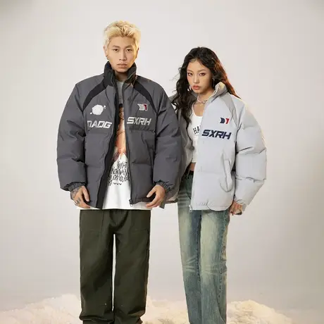 复古潮牌立领棉服女加厚冬季外套2023年新款情侣装面包服宽松棉衣商品大图