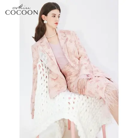 missCOCOON【凤羽雀翎系列】24春新款新中式复古提花刺绣西装外套商品大图