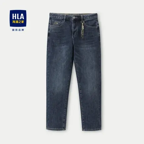 HLA/海澜之家经典五袋款牛仔裤23秋中腰宽松小脚微弹九分裤男图片