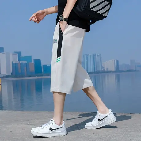 工装七分裤男款夏季薄款宽松潮牌大码短裤过膝休闲运动7分裤马裤商品大图