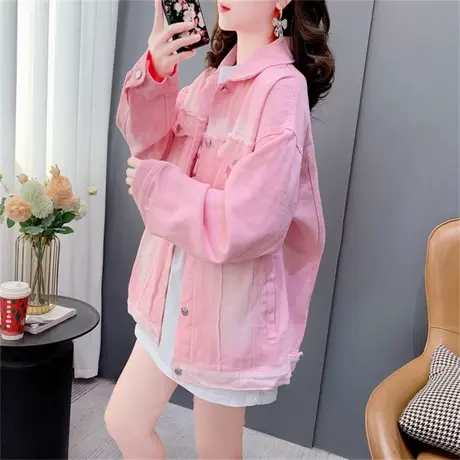 复古港味盐系牛仔外套女春秋2023年新款宽松bf风炸街百搭夹克上衣商品大图