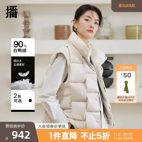 播顺色圆形纽扣羽绒马甲2023秋冬新品设计感百搭商品大图