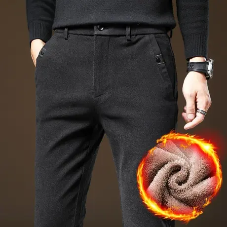 秋冬季羊羔绒裤子男裤加绒加厚西裤休闲裤2023新款保暖外穿加棉裤商品大图