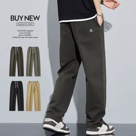 夏季阔腿垂感休闲裤男士伐木工装美式潮牌宽松直筒高街夏天男裤子商品大图
