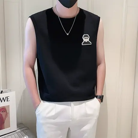 夏季男士坎肩背心篮球痞帅时尚无袖宽松潮牌个性运动小人舒适透气商品大图