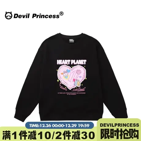 chic甜美风韩系宽松黑色卫衣女2024新款设计感百搭减龄无帽上衣潮图片