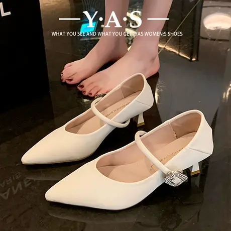 2024年新款春季小高跟鞋女职业工作鞋时尚单鞋通勤尖头细跟低跟图片