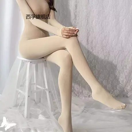 全身丝袜120D天鹅绒连体丝袜免脱开档大码伪娘女连体打底衣一体式商品大图
