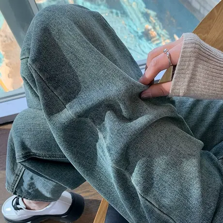 复古哈伦牛仔裤女春季2024年新款高腰宽松大码老爹裤小个子萝卜裤商品大图