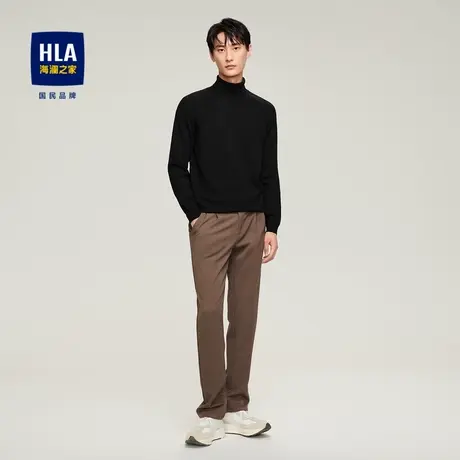 HLA/海澜之家2023可翻高领长袖针织衫修身舒适打底套头衫男商品大图