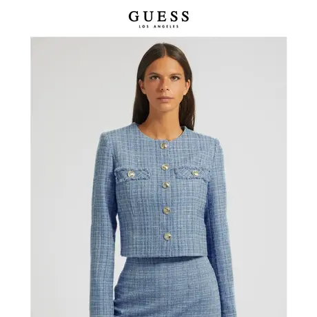 GUESS23新款女士小香风毛呢外套气质短外套轻熟风-W3RN50WF5A0商品大图