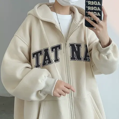 连帽拉链卫衣女春秋薄款小众设计感港味chic美式复古oversize外套图片