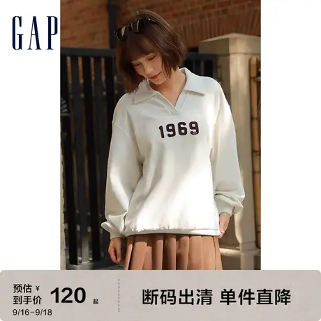 Gap女装2023秋季新款户外休闲LOGO法式圈织软卫衣975199运动外套图片