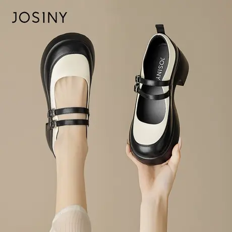 Josiny/卓诗尼玛丽珍鞋女2024春新款jk配裙子法式复古英伦风单鞋商品大图