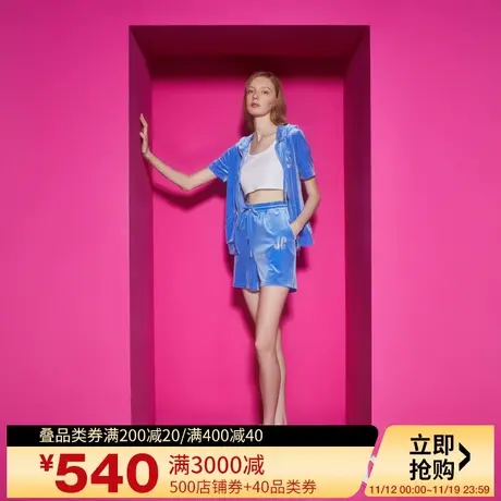 Juicy Couture橘滋23新款海洋之心烫钻丝绒女短裤商品大图