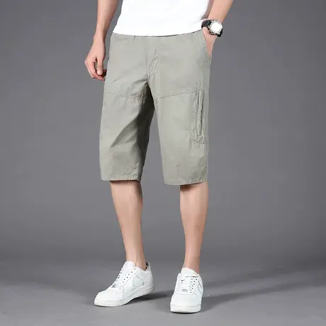 休闲短裤男夏季宽松潮牌日系复古七分裤子男士潮流休闲纯棉马裤男商品大图